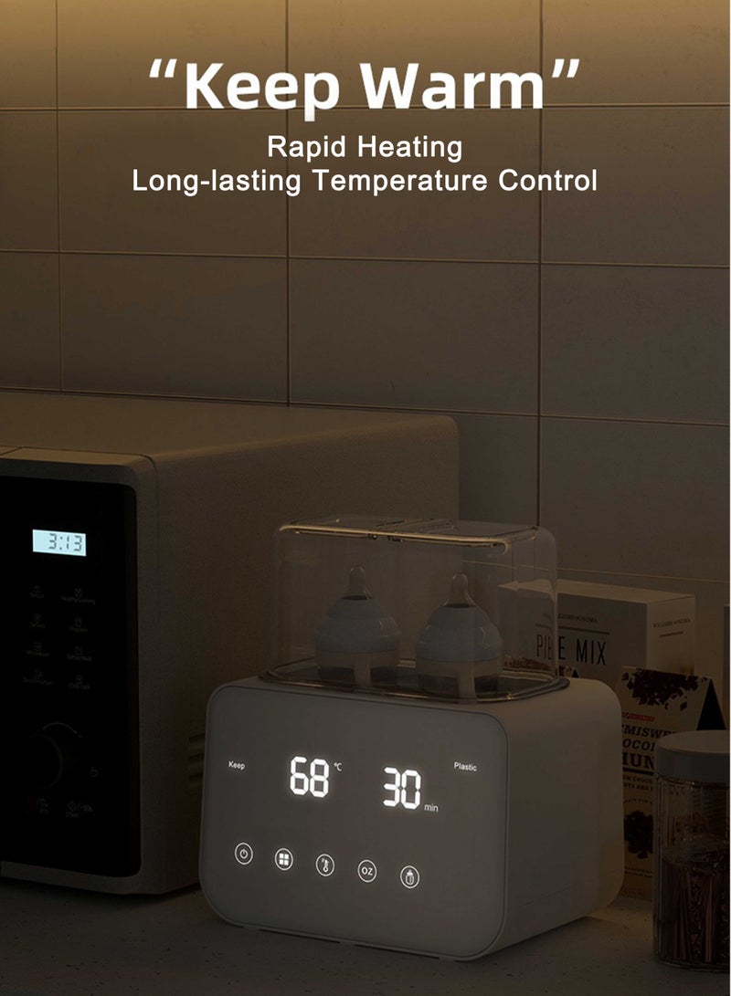 10 In 1 Multifunctional Baby Bottle Warmer ,Heat Baby Food With LCD Display, Anti-scalding design,Rapid Warmer, Timer, Defrost, Steam Sterilizer, Keep 24H, Double Bottle Warmer for Breastmilk And Formulam Sterilizer, Keep 24H, Double Bottle Warmer for Breastmilk And Formula