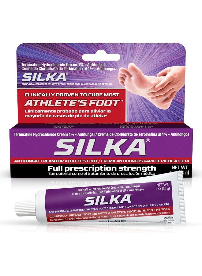 Silka كريم سيلكا المضاد للفطريات، علاج سريري لفطريات القدم، علاج حكة الفخذ والفطريات الحلزونية، قوة قصوى، تخفيف سريع من الحكة والحرقة، 1 أونصة - Image 1