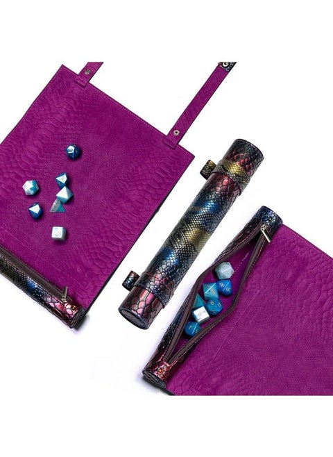 2 In 1 Dice Rolling Mat & Zippered Dice Holder Dice Tray Compatible With Dnd Polyhedral Dice Dungeons And Dragon (Colorful Dragon Scale)
