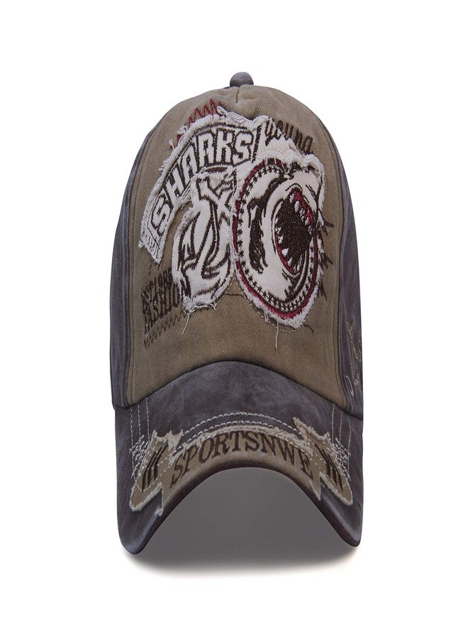 Aavjo , Denim Sharks Design Cotton Stylish Cap for Men Women (Fit to Head Size - Approx 54CM to 60CM) (Light Brown) - Image 4