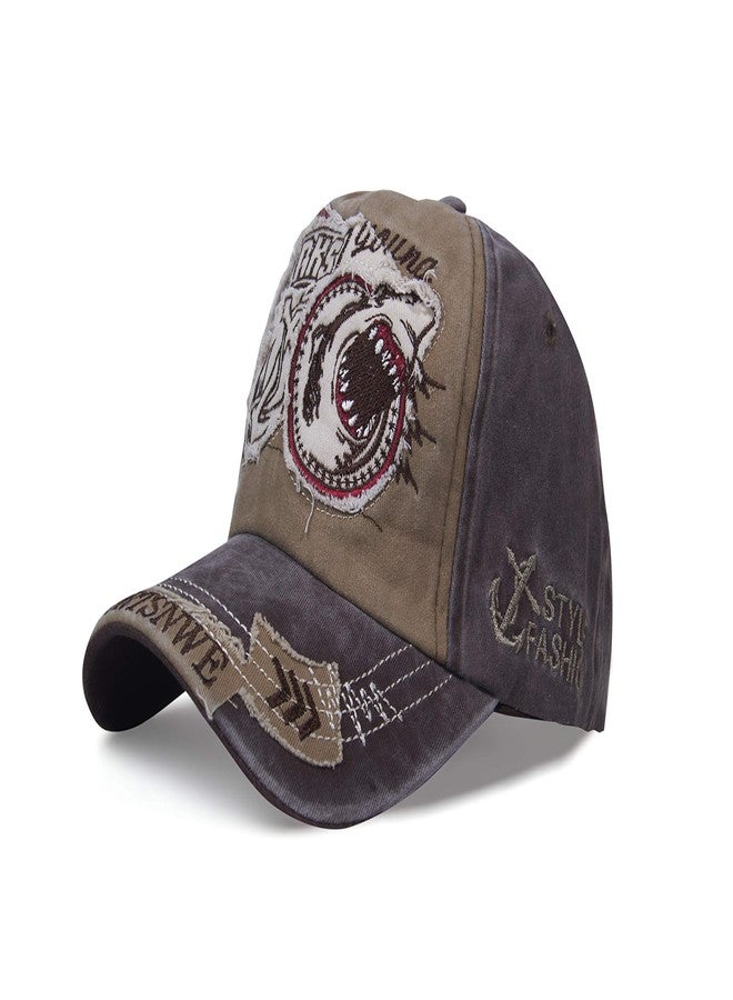 Aavjo , Denim Sharks Design Cotton Stylish Cap for Men Women (Fit to Head Size - Approx 54CM to 60CM) (Light Brown) - Image 1