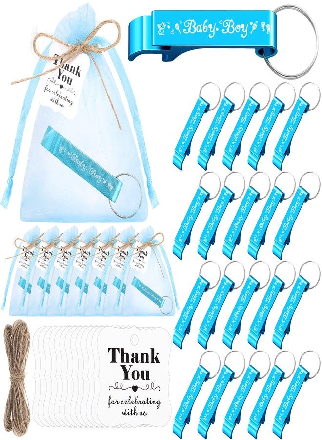 Tioncy 50 Set Baby Shower Bottle Opener Favors Includes Baby Boy Keychain Blue Bottle Opener Keychains Baby Shower Thank You Tags Organza Bags Baby Shower Gender Reveal Party Return Gift for Guest - Image 1