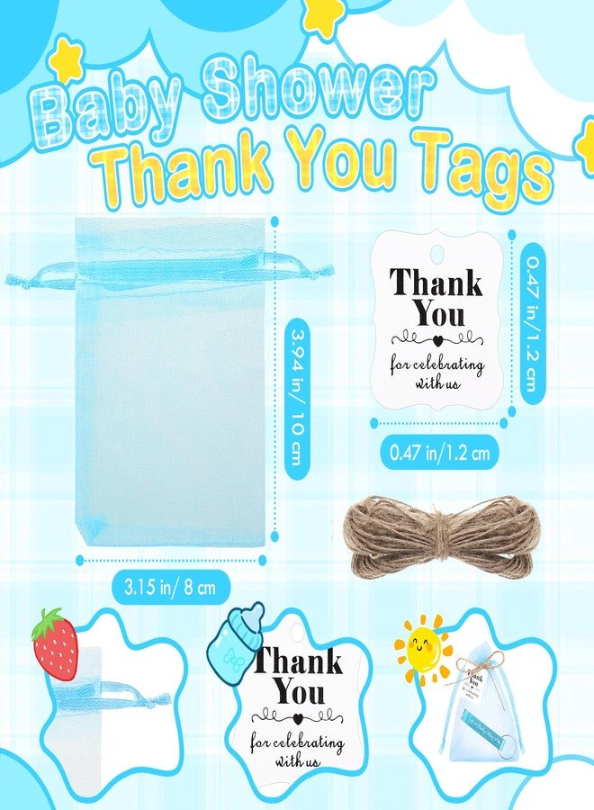 Tioncy 50 Set Baby Shower Bottle Opener Favors Includes Baby Boy Keychain Blue Bottle Opener Keychains Baby Shower Thank You Tags Organza Bags Baby Shower Gender Reveal Party Return Gift for Guest - Image 3