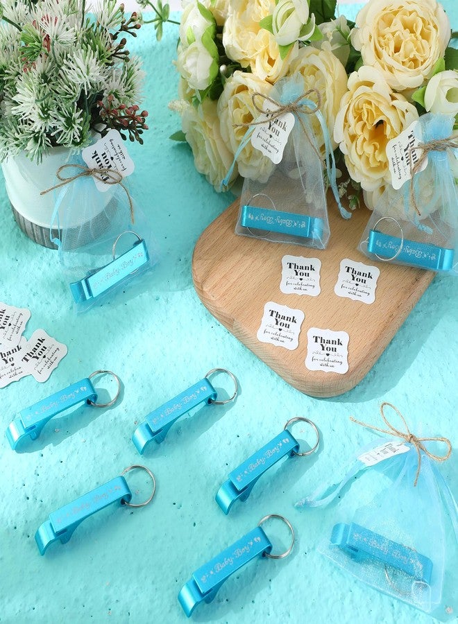 Tioncy 50 Set Baby Shower Bottle Opener Favors Includes Baby Boy Keychain Blue Bottle Opener Keychains Baby Shower Thank You Tags Organza Bags Baby Shower Gender Reveal Party Return Gift for Guest - Image 4
