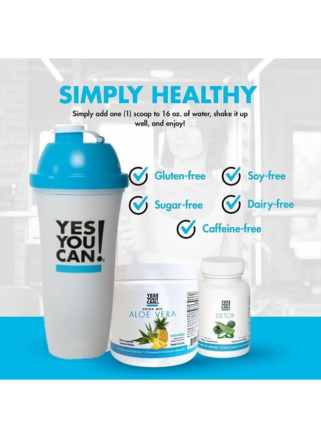 Yes You Can مجموعة كيت ديتوكس - تشمل كبسولات YYC!، مسحوق مشروب الصبار، وزجاجة ماء، مجموعة تنظيف الجسم، تنظيف يومي وترطيب مناسب مع الفيتامينات - (مانجو) - Image 2