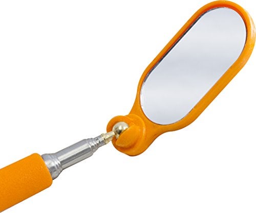 MAG-MATE 315HVO Telescoping Rectangular Glass Inspection Mirror, 2" x 1" Glass Telescoping Mirror with Collapsible Stainless Steel Shaft, Comfortable Grip, 36" Extended Length, Hi-Viz Orange - Image 3