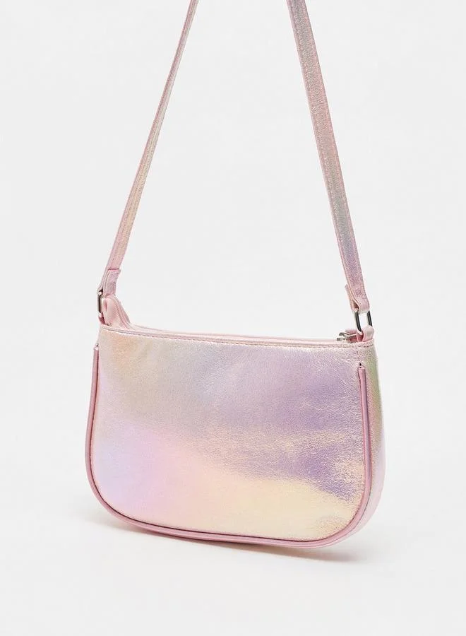 Barbie Print Crossbody Bag with Sling Strap and Zip Closure