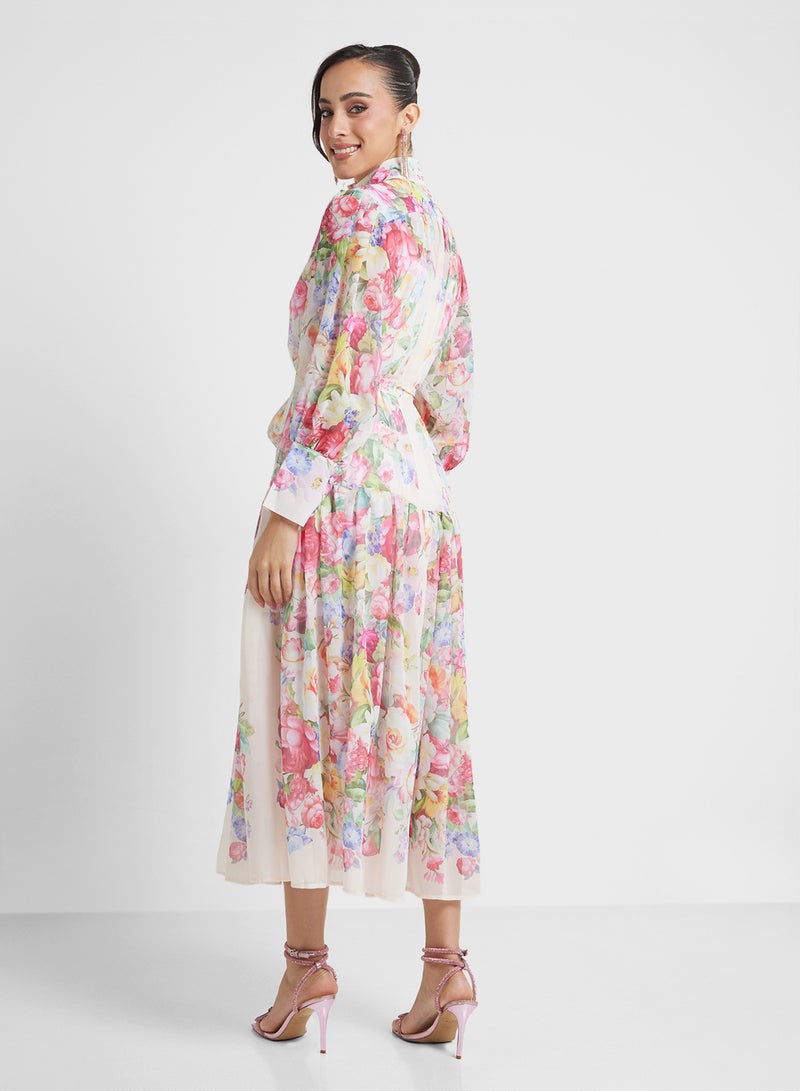 خزانة فستان ميدي بطبعة زهور - Image 2