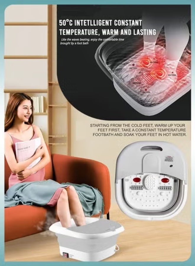 DBLEW Foldable Electric Foot Spa Bath with Heat, Bubbles & Shiatsu Massage Rollers – Portable Pedicure Basin for Stress & Fatigue Relief, Collapsible Mini Foot Soak Tub for Home Use - Image 2