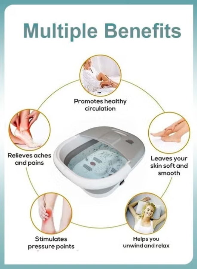 DBLEW Foldable Electric Foot Spa Bath with Heat, Bubbles & Shiatsu Massage Rollers – Portable Pedicure Basin for Stress & Fatigue Relief, Collapsible Mini Foot Soak Tub for Home Use - Image 3