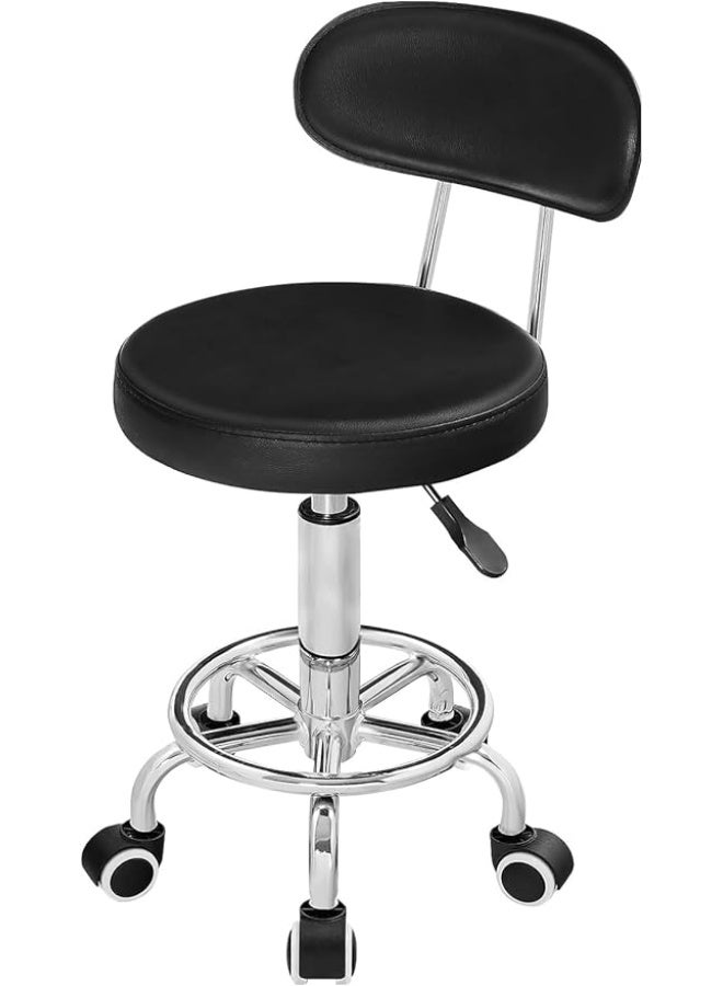Height Adjustable Rolling Swivel Stool Chair – 360° Rotating Multi-Purpose Office & Salon Chair – Comfortable & Durable with Smooth Wheels - Image 1