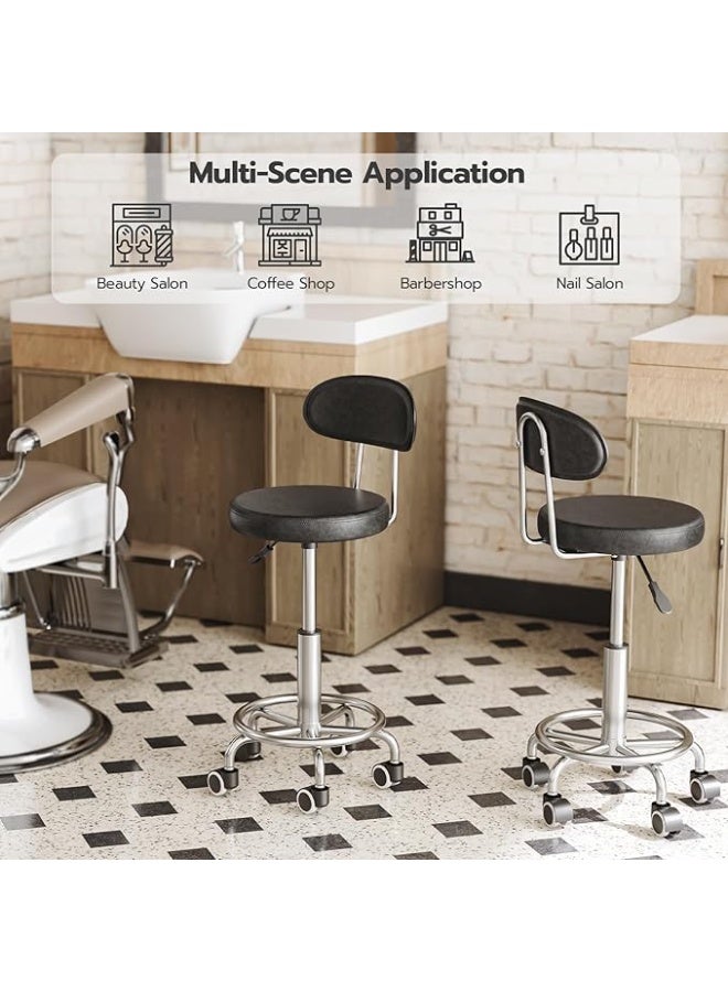 Height Adjustable Rolling Swivel Stool Chair – 360° Rotating Multi-Purpose Office & Salon Chair – Comfortable & Durable with Smooth Wheels - Image 2