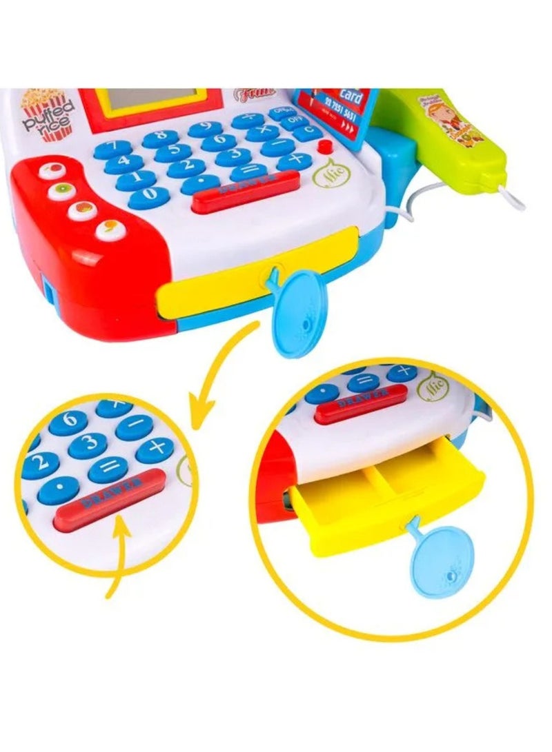 Cash Realistic Cash Register Toy with Scanner, Shopping Cart & Play Money – Educational Supermarket Roleplay Set for Kids Ages 3+ - Image 4