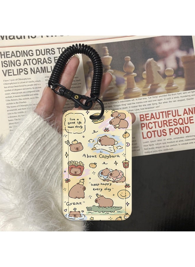 NIBEMINENT 1 - Piece Hamburger Capybara Kpop Photo Card Holder Pendant Key Chain ID Badge Holder ID Card Holder Photo Card Protector for School ID Office ID Access Card for Women Girls
