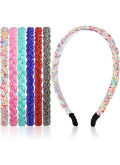 Mtlee 6 Pieces Beaded Headbands Sparkly Crystal Beaded Hair Hoop Hairbands Multiple Color Hair Accessories Head Bands For Women Girls Kids(Vivid Colors)  - Image 1