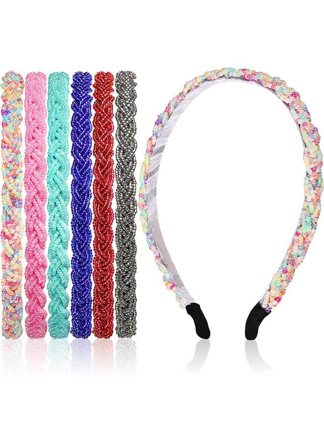 Mtlee 6 Pieces Beaded Headbands Sparkly Crystal Beaded Hair Hoop Hairbands Multiple Color Hair Accessories Head Bands For Women Girls Kids(Vivid Colors) - Image 1