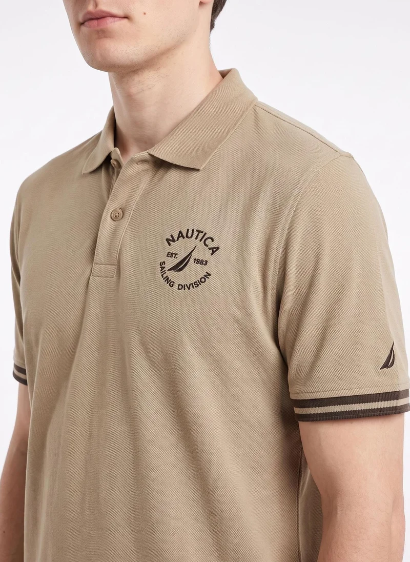 Nautica  Men's Polo Regular Fit Short Sleeve Premium Essentials Cotton Polo - LiteBeige for Men | Best Price UAE