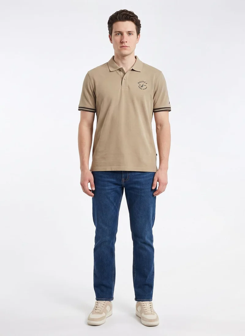 Nautica  Men's Polo Regular Fit Short Sleeve Premium Essentials Cotton Polo - LiteBeige for Men | Best Price UAE