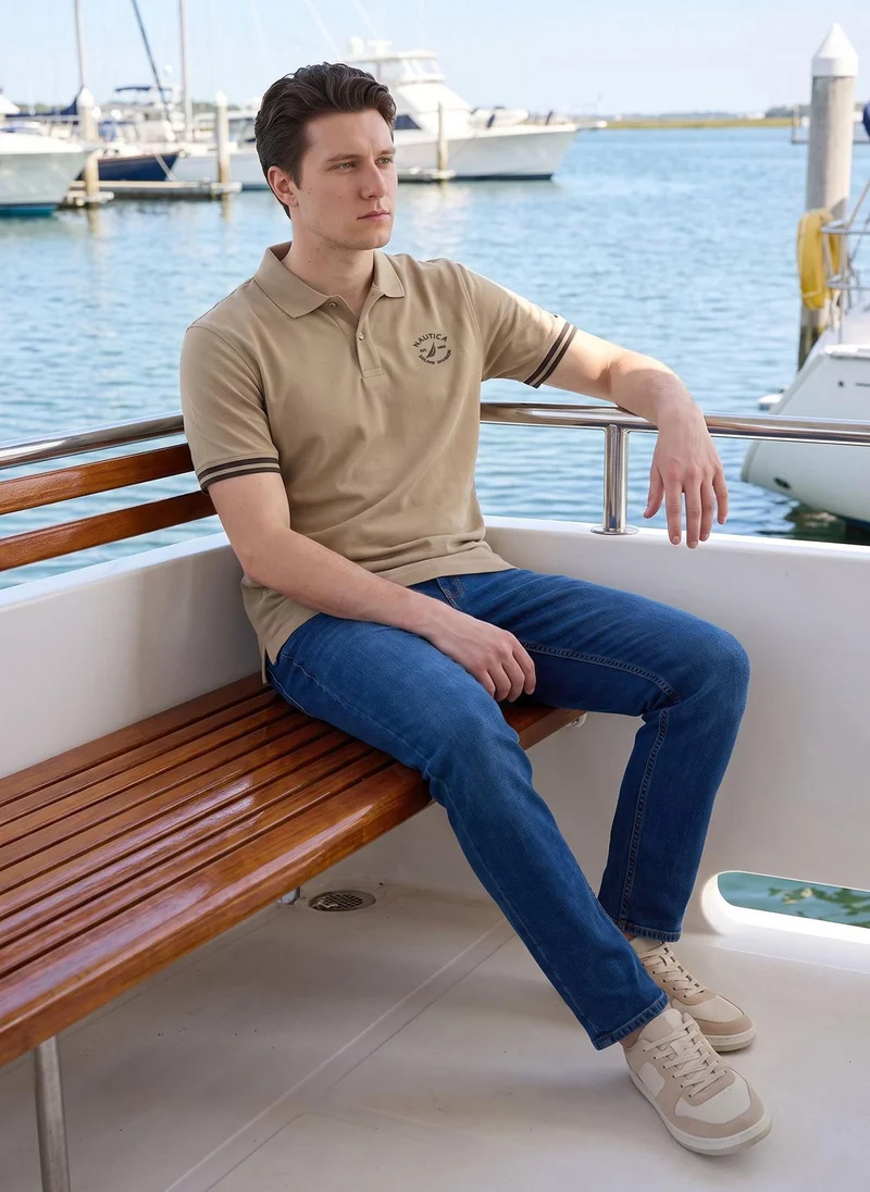 Nautica  Men's Polo Regular Fit Short Sleeve Premium Essentials Cotton Polo - LiteBeige for Men | Best Price UAE