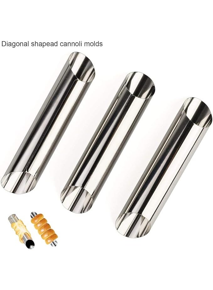 بروماس طقم قوالب كانولي من الستانلس ستيل – 3 قطع غير لاصقة للحلويات ولفائف الكريمة - Image 1