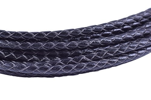 KONMAY 5 Yards 3.0mm Round Black Geneuine Braided Leather Cord Bolo Leather Cord - Image 2