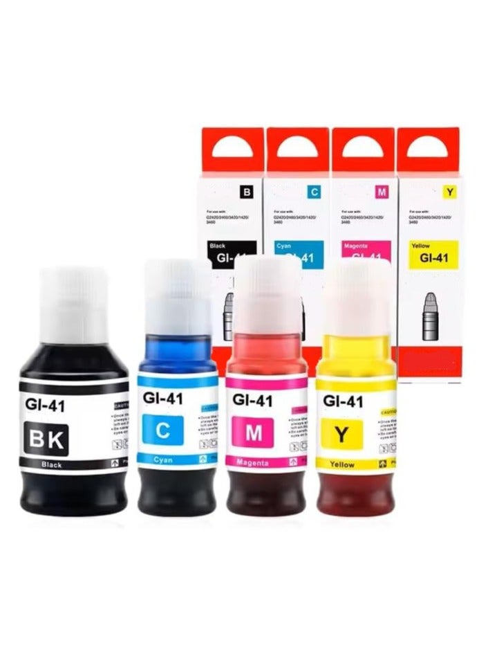 GI-41 Ink Set 4-Color Multipack for  GI-41 GI 41 Compatible for G1420 G2420 G2460 G3420 G3460 Printer, Prints Up to 8,000 Pages(PigmentBlack Cyan Magenta Yellow)  - Image 1