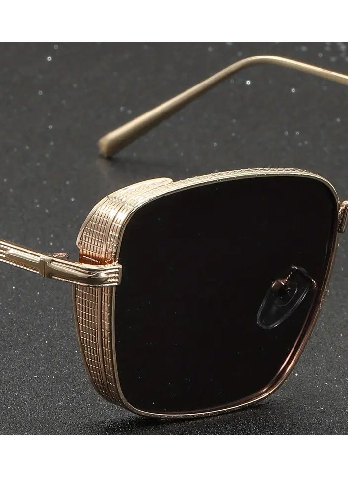Retro - Men'S Large Frame Metal Glasses, Zinc Alloy PC Lens Trendy Glasses - Image 1