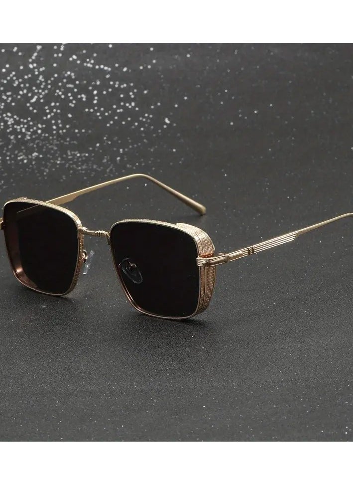 Retro - Men'S Large Frame Metal Glasses, Zinc Alloy PC Lens Trendy Glasses - Image 1