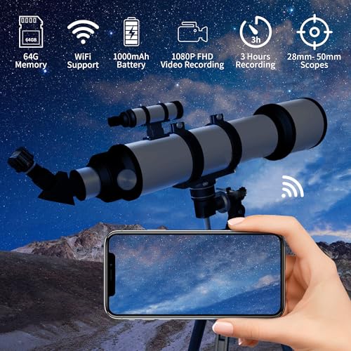 Telonixium WiFi Telescope Camera Eyepiece, 64G Electronic Eyepiece Camera with 1.5" Screen, Astronomy Camera Fits to 28mm- 50mm Scopes, Perfect for Astrophotography, Birds Watching - Image 2