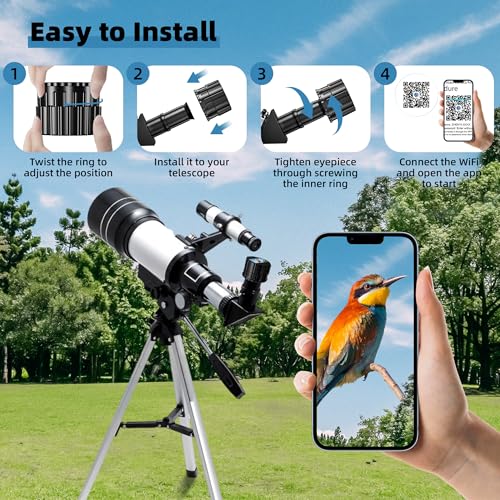 Telonixium WiFi Telescope Camera Eyepiece, 64G Electronic Eyepiece Camera with 1.5" Screen, Astronomy Camera Fits to 28mm- 50mm Scopes, Perfect for Astrophotography, Birds Watching - Image 3