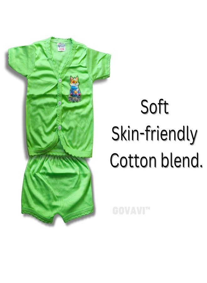 GOVAVI™ Boys Kids Soft Cotton blend casual dress Half Sleeve shirt and Shorts pant Knicker for New born Infant Toddler Kids Combo Pack of - 5 (Random colors) - Image 3