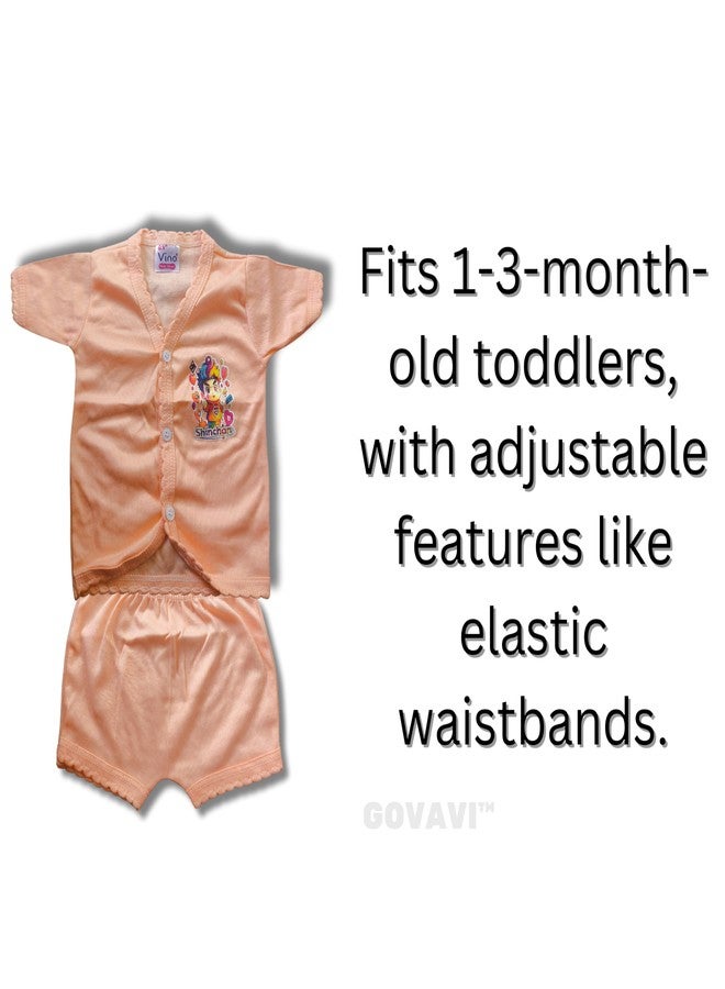 GOVAVI™ Boys Kids Soft Cotton blend casual dress Half Sleeve shirt and Shorts pant Knicker for New born Infant Toddler Kids Combo Pack of - 5 (Random colors) - Image 4