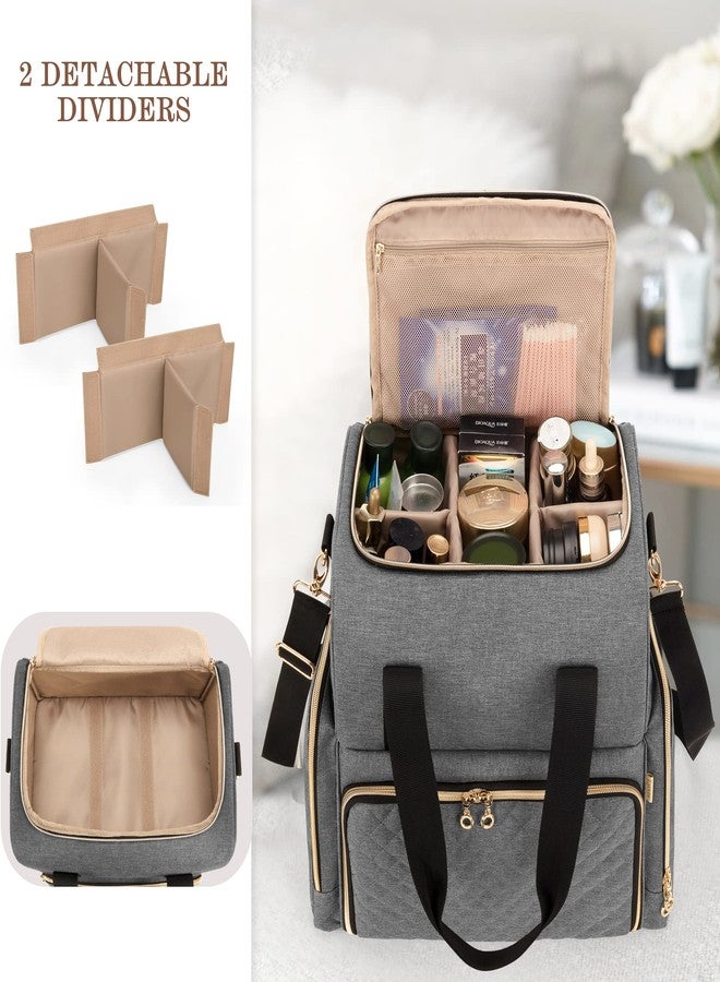 LUXJA Large Travel Makeup Bag with 3 Removable Cases, Cosmetic Bag with Detachable Dividers (Patent Pending), Gray - Image 2