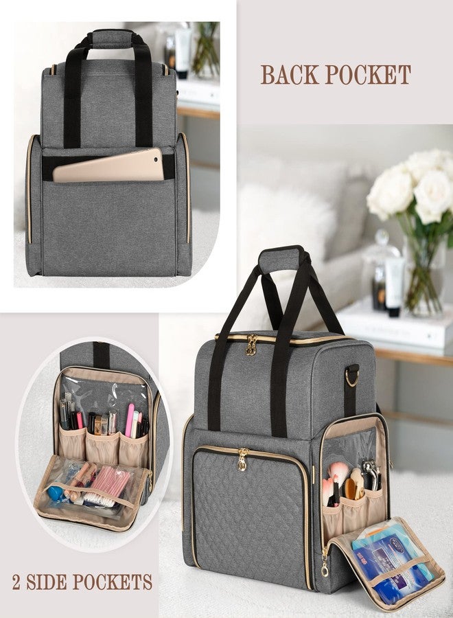 LUXJA Large Travel Makeup Bag with 3 Removable Cases, Cosmetic Bag with Detachable Dividers (Patent Pending), Gray - Image 4