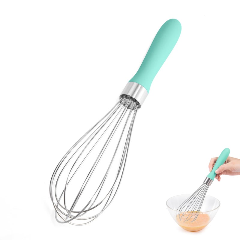 Doosu 188 Stainless Steel Balloon Whisk Doosu Kitchen Whisk for Cooking Handheld Egg Beater with RustProof Sturdy Wires NonSlip Silicone Handle for Beating Stirring Blending 6 Wires Aqua Sky - Image 2