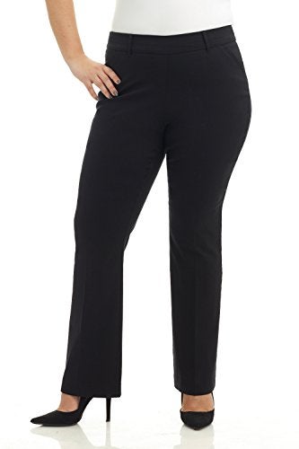 Rekucci Curvy Woman Ease into Comfort Barely Bootcut Plus Size Pant (16W, Black) - Image 1