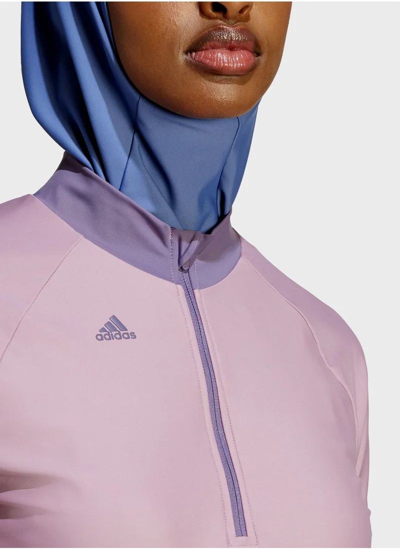 Adidas 3-Stripes Long Sleeve Swim Top