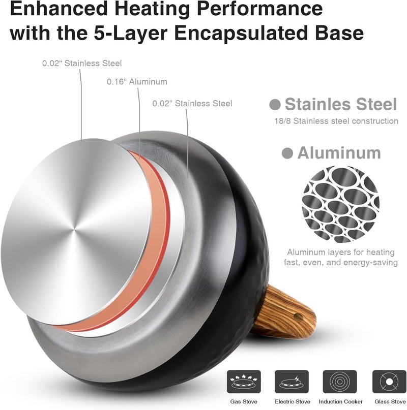 toptier Tea Kettle, Teapot Whistling Kettle with Wood Pattern Handle Loud Whistle, Food Grade Stainless Steel Tea Pot for Stovetops Induction Diamond Design Water Kettle, 2.7-Quart Black - Image 4