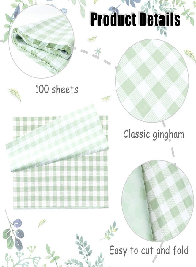 MUNILAIL 100 Sheets Gingham Tissue Paper 14 x 20 Inches Sage Green and White Checkered Tissue Paper for Gift Bags Bulk Wrapping Papers for Birthday Gift Packing Crafts - Image 4