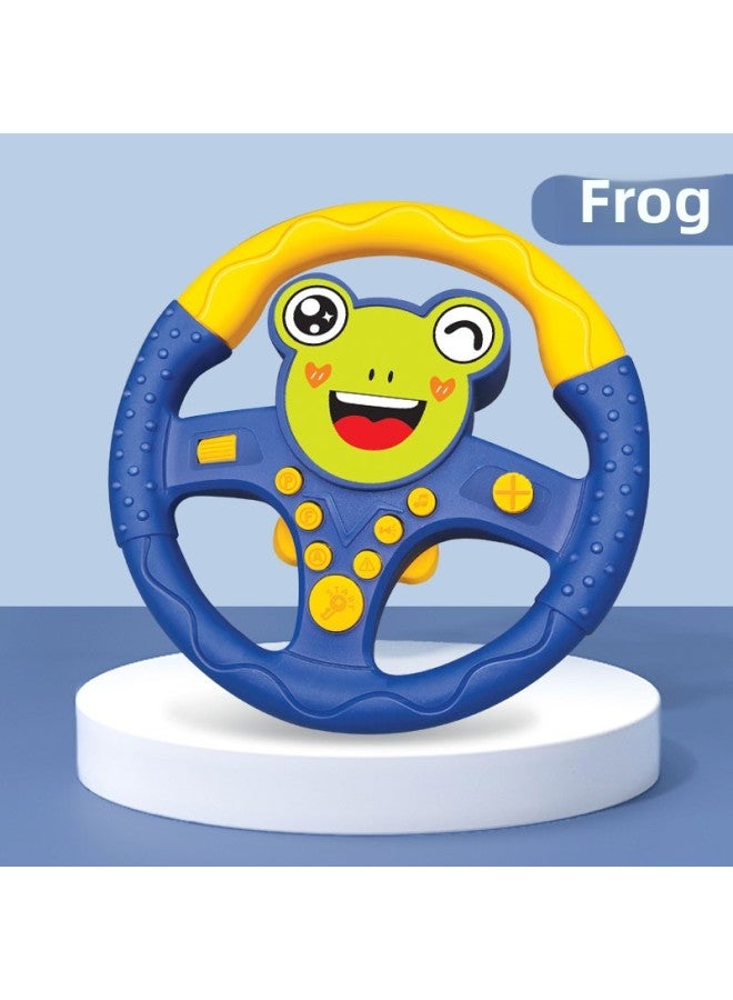 Children's Early Education Machine Co-pilot Simulation Simulation Steering Wheel Car Comfort Preschool Education Electric Learning Knowledge Toys-Color:Frog Blue/Window Box - Image 1