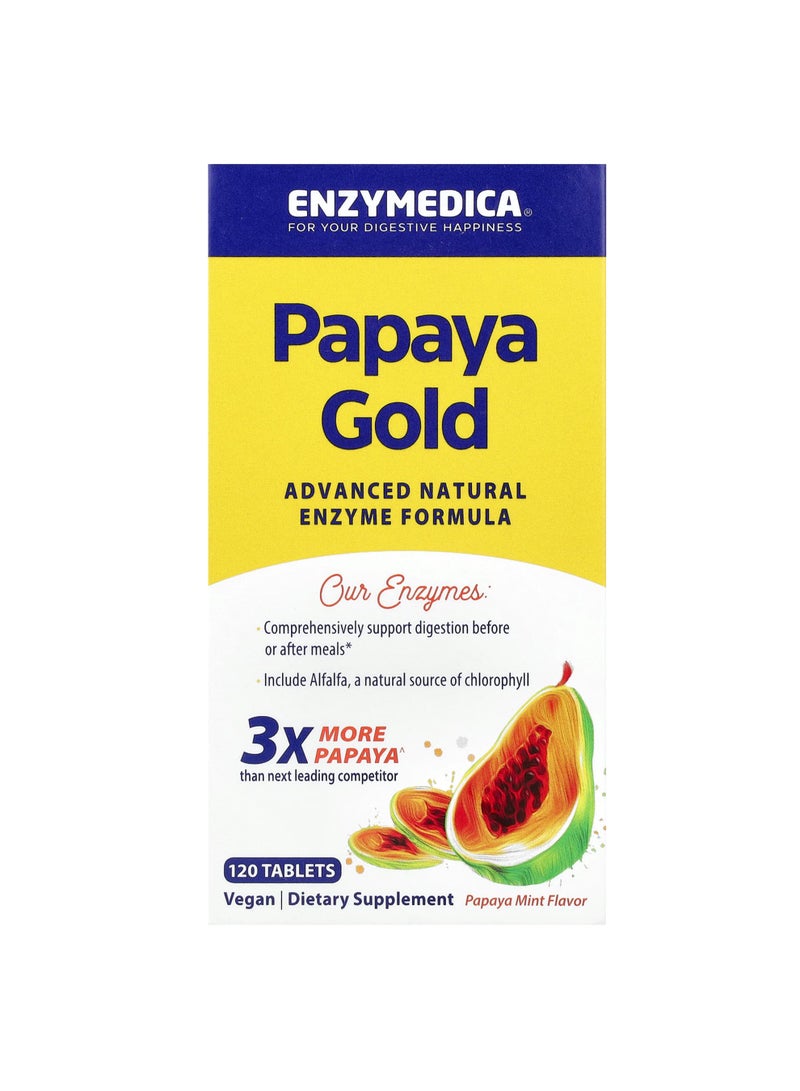 ENZYMEDICA Papaya Gold, Papaya Mint, 120 Tablets