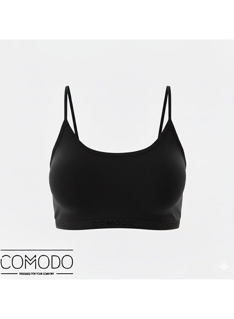 Comodo Pack of 2 Women's Cotton Basic Soft Bra, Thin Strap Non Padded - Image 4