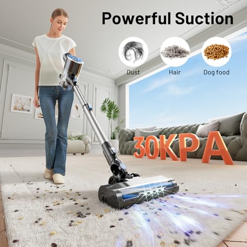 VIPSUN Cordless Vacuum Cleaner with Self-Standing, LED Screen Stick Vacuum Cleaners for Home, Lightweight Powerful Suction Vacuum, 6-in-1 Rechargeable Vacuum for Carpets, Pet Hair, Hardwood Floors - Image 3