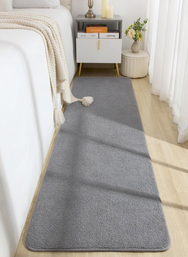B BENRON Soft Runner Rugs for Bedroom 2x6, Non Slip Runners for Hallway Kitchen Laundry Dorm Washable, Minimalist Low Pile Long Rugs for Boys Men Girls Kids, Grey - Image 1