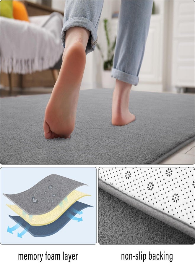 B BENRON Soft Runner Rugs for Bedroom 2x6, Non Slip Runners for Hallway Kitchen Laundry Dorm Washable, Minimalist Low Pile Long Rugs for Boys Men Girls Kids, Grey - Image 4
