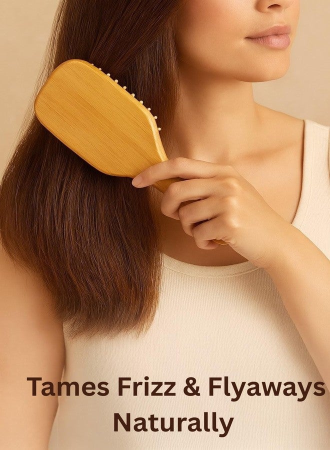 GRUSHit Luxe Wooden Hairbrush with Rounded Bamboo Bristles | Anti-Frizz Detangling Brush for Women & Men | Scalp Massage, Plastic-Free, Eco-Friendly Hair Brush - Image 4