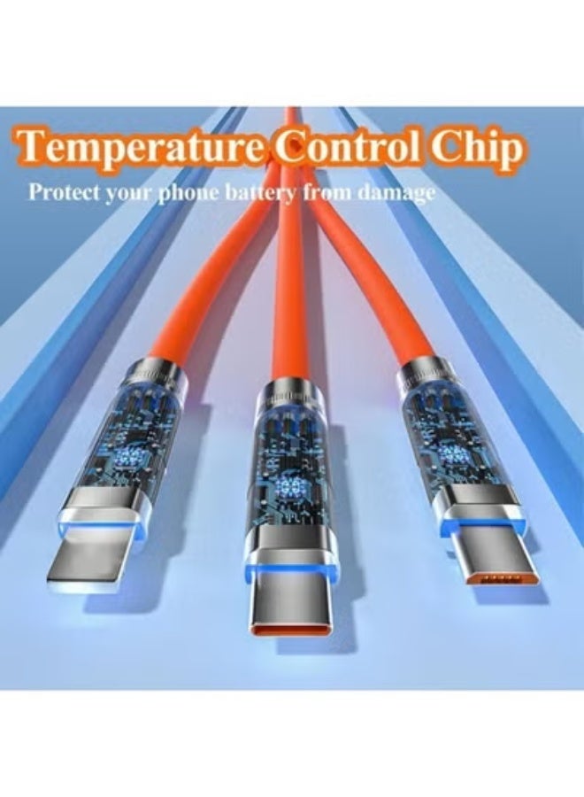 م اكس م كابل شحن محمول (3 في 1)، 120 وات، 6 أمبير، النوع C، Micro USB، النوع B، 1.2 متر، سبائك الزنك (مجموعة واحدة) - Image 5