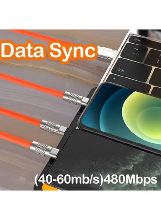 م اكس م كابل شحن محمول (3 في 1)، 120 وات، 6 أمبير، النوع C، Micro USB، النوع B، 1.2 متر، سبائك الزنك (مجموعة واحدة) - Image 3