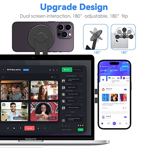 CloudValley Magnetic Laptop Phone Holder, Adjustable Continuity Camera Mount Compatible with MagSafe & for iOS 16 / macOS 13 Ventura, Slim Portable Computer Expansion Bracket for Smartphone, Black - Image 5