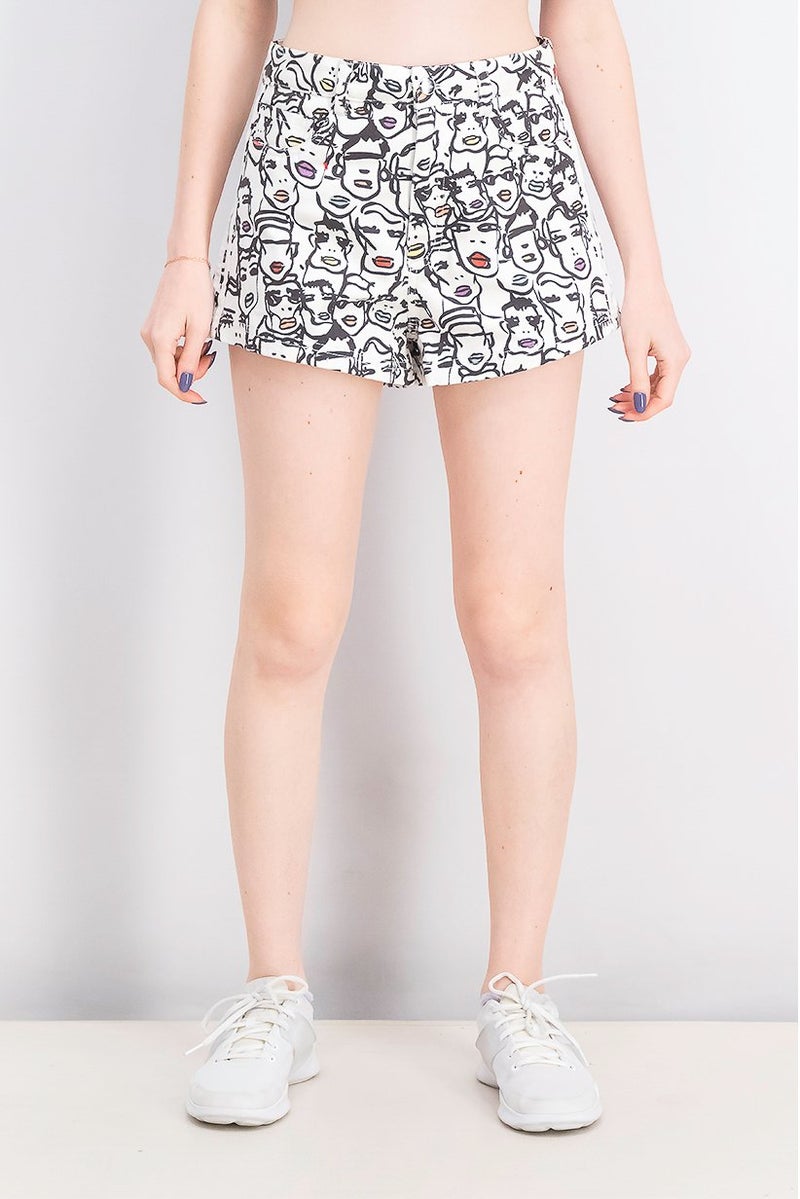 adidas Originals Women Regular Fit Denim Shorts, White Combo - Image 1